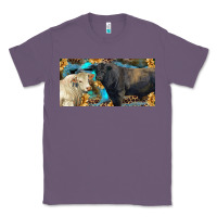 Lavender Charolais and black angus bull with sunflower and leopard Classic Tee - RanaPortraitStore