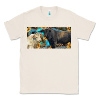 Natural Charolais and black angus bull with sunflower and leopard Classic Tee - RanaPortraitStore
