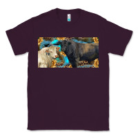 Plum Charolais and black angus bull with sunflower and leopard Classic Tee - RanaPortraitStore