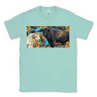 Seafoam Charolais and black angus bull with sunflower and leopard Classic Tee - RanaPortraitStore