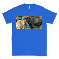 True Royal Charolais and black angus bull with sunflower and leopard Classic Tee - RanaPortraitStore