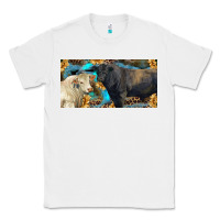 White Charolais and black angus bull with sunflower and leopard Classic Tee - RanaPortraitStore