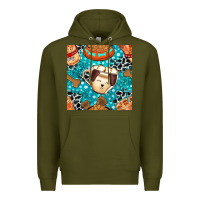 Army Green dog coffee cups and food container with cowhide seamless pattern bbs Premium Hoodie - BundleAndBundleShop