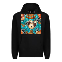 Black dog coffee cups and food container with cowhide seamless pattern bbs Premium Hoodie - BundleAndBundleShop