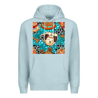 Blue Mist dog coffee cups and food container with cowhide seamless pattern bbs Premium Hoodie - BundleAndBundleShop