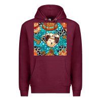 Burgundy dog coffee cups and food container with cowhide seamless pattern bbs Premium Hoodie - BundleAndBundleShop