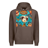 Coffee dog coffee cups and food container with cowhide seamless pattern bbs Premium Hoodie - BundleAndBundleShop