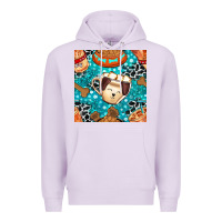 Lilac dog coffee cups and food container with cowhide seamless pattern bbs Premium Hoodie - BundleAndBundleShop