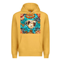Mustard dog coffee cups and food container with cowhide seamless pattern bbs Premium Hoodie - BundleAndBundleShop