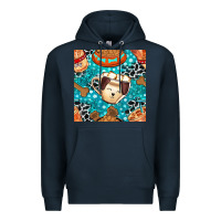 Navy dog coffee cups and food container with cowhide seamless pattern bbs Premium Hoodie - BundleAndBundleShop