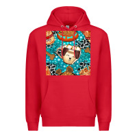 Red dog coffee cups and food container with cowhide seamless pattern bbs Premium Hoodie - BundleAndBundleShop