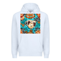 White dog coffee cups and food container with cowhide seamless pattern bbs Premium Hoodie - BundleAndBundleShop