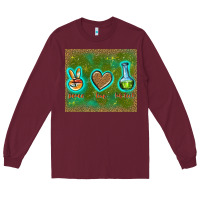Burgundy peace love lab tech Long Sleeve Tee - TumblerDesignByShophia