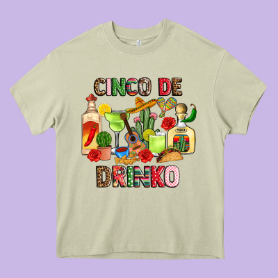 Cinco De Drinko Heavy Core Tee Designed By Jahusdesignshop