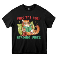 Black purrfect cozy reading vibes Heavy Core Tee - MaliasSmallBusiness
