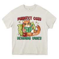 Cream purrfect cozy reading vibes Heavy Core Tee - MaliasSmallBusiness