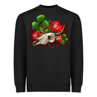 Black bullskull rose and cactus olivia Heavyweight Sweatshirt - OliviaCreatesArt