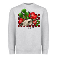 Heather Grey bullskull rose and cactus olivia Heavyweight Sweatshirt - OliviaCreatesArt
