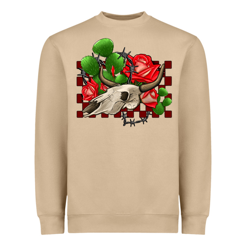 Bullskull Rose And Cactus Olivia Heavyweight Sweatshirt by OliviaCreatesArt | Teevron