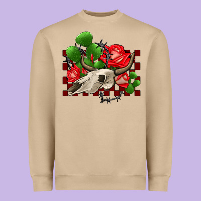Bullskull Rose And Cactus Olivia Heavyweight Sweatshirt Designed By Oliviacreatesart