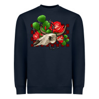 Navy bullskull rose and cactus olivia Heavyweight Sweatshirt - OliviaCreatesArt