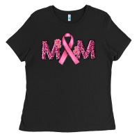 Black cancer ribbon mom Ladies Tee - RanaPortraitStore