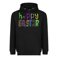 Black Happy Easter Heavyweight Hoodie - CowhideDigitalArt