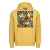 Antique Gold honey and bee coffee cup with flowers and leopard seamless pattern bbs Premium Hoodie - BundleAndBundleShop