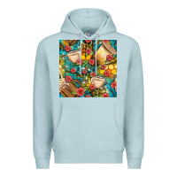 Blue Mist honey and bee coffee cup with flowers and leopard seamless pattern bbs Premium Hoodie - BundleAndBundleShop