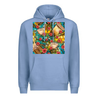 Colony Blue honey and bee coffee cup with flowers and leopard seamless pattern bbs Premium Hoodie - BundleAndBundleShop