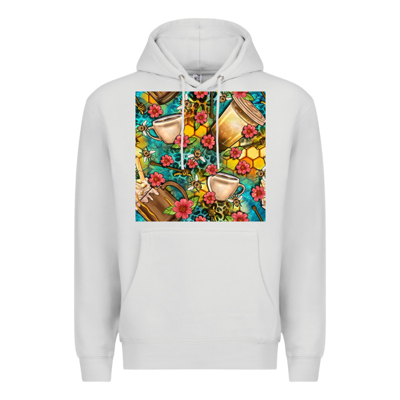 Honey And Bee Coffee Cup With Flowers And Leopard Seamless Pattern Bbs Premium Hoodie by BundleAndBundleShop | Teevron