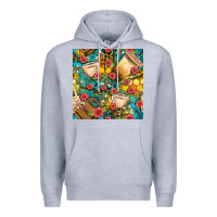 Heather Grey honey and bee coffee cup with flowers and leopard seamless pattern bbs Premium Hoodie - BundleAndBundleShop