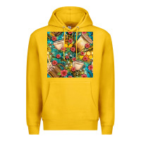 Lemon honey and bee coffee cup with flowers and leopard seamless pattern bbs Premium Hoodie - BundleAndBundleShop