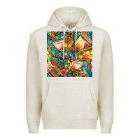 Oatmeal Heather honey and bee coffee cup with flowers and leopard seamless pattern bbs Premium Hoodie - BundleAndBundleShop