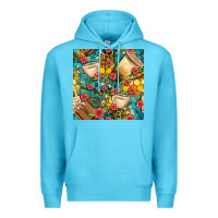 Ocean Blue honey and bee coffee cup with flowers and leopard seamless pattern bbs Premium Hoodie - BundleAndBundleShop