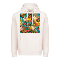 Pale Pink honey and bee coffee cup with flowers and leopard seamless pattern bbs Premium Hoodie - BundleAndBundleShop
