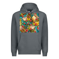 Rock honey and bee coffee cup with flowers and leopard seamless pattern bbs Premium Hoodie - BundleAndBundleShop