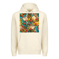 Sandshell honey and bee coffee cup with flowers and leopard seamless pattern bbs Premium Hoodie - BundleAndBundleShop