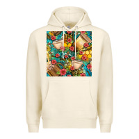 Tofu honey and bee coffee cup with flowers and leopard seamless pattern bbs Premium Hoodie - BundleAndBundleShop
