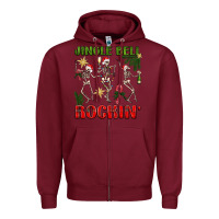 Burgundy Jingle Bell Rockin' Zipper Hoodie - BundleAndBundleShop