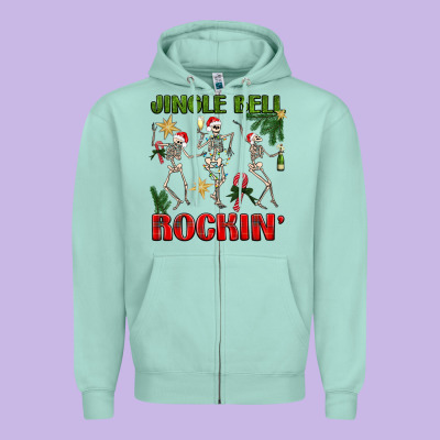 Jingle Bell Rockin' Zipper Hoodie Designed By Bundleandbundleshop