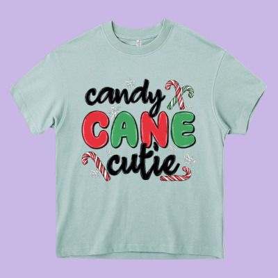Candy Cane Cutie Heavy Core Tee Designed By Maliassmallbusiness
