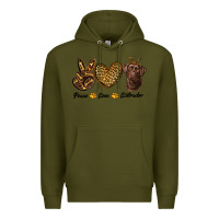 Army Green peace love labrador Premium Hoodie - RanaPortraitStore