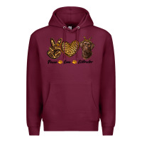 Burgundy peace love labrador Premium Hoodie - RanaPortraitStore
