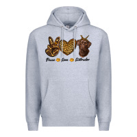 Heather Grey peace love labrador Premium Hoodie - RanaPortraitStore