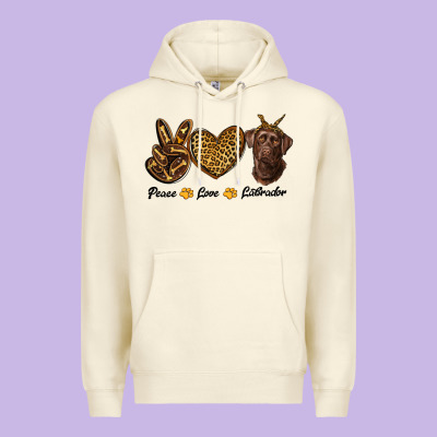 Peace Love Labrador Premium Hoodie Designed By Ranaportraitstore