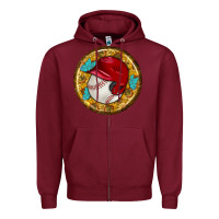 Burgundy baseball with sunflower round earrings Zipper Hoodie - BundleAndBundleShop