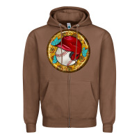 Chestnut baseball with sunflower round earrings Zipper Hoodie - BundleAndBundleShop