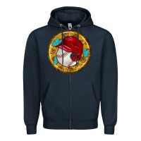 Navy baseball with sunflower round earrings Zipper Hoodie - BundleAndBundleShop