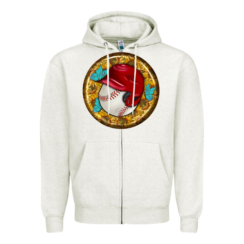 Baseball With Sunflower Round Earrings Zipper Hoodie by BundleAndBundleShop | Teevron